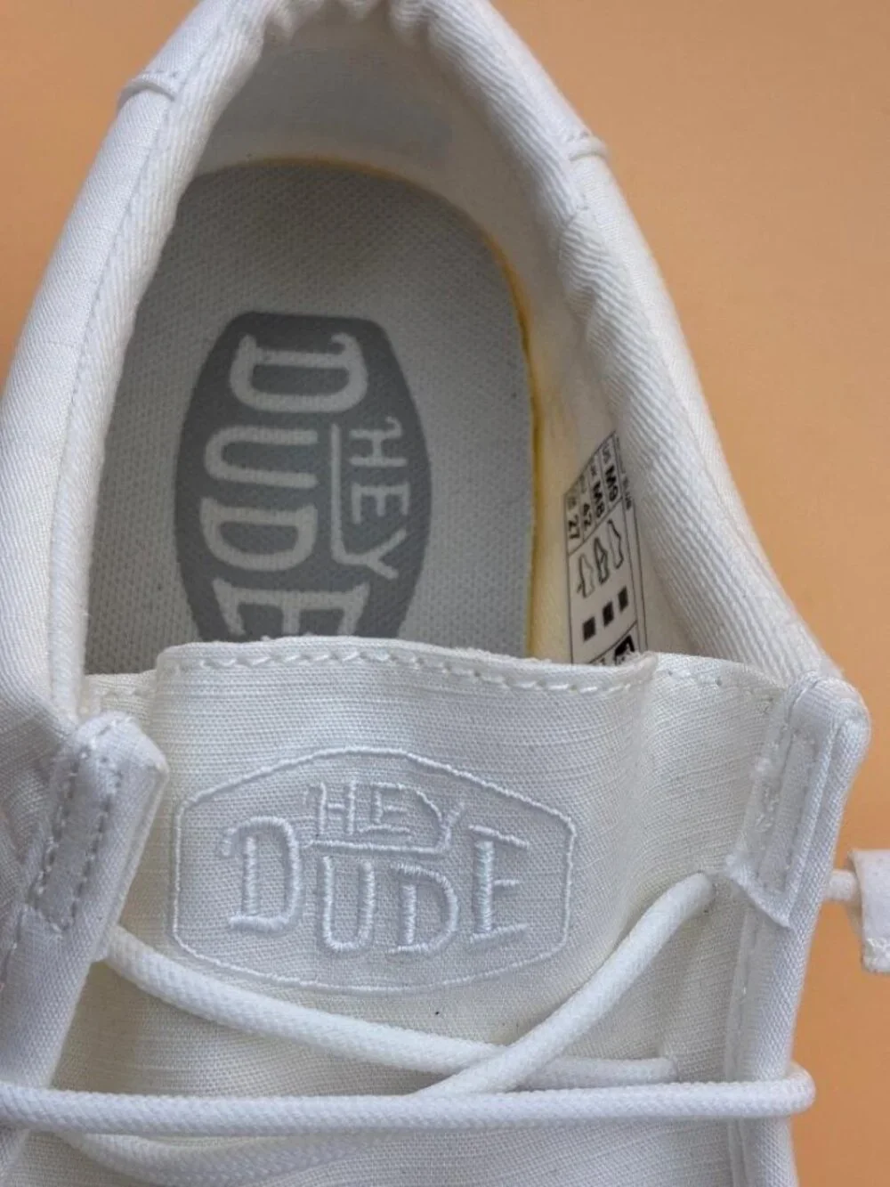 HEY DUDE WALLY SLUB MENS WHITE CANVAS COMFORT SHOES SIZE 9